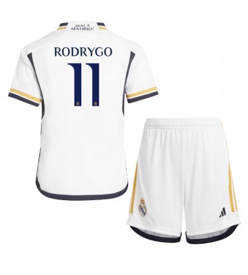 Real Madrid Rodrygo Goes #11 Hjemmebanesæt Børn 2023-24 Kort ærmer (+ korte bukser)